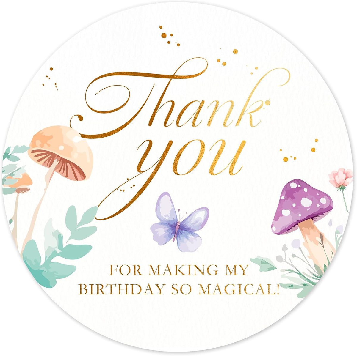 Mobiusea Creation Fairy Thank You Stickers 60pcs Birthday Labels