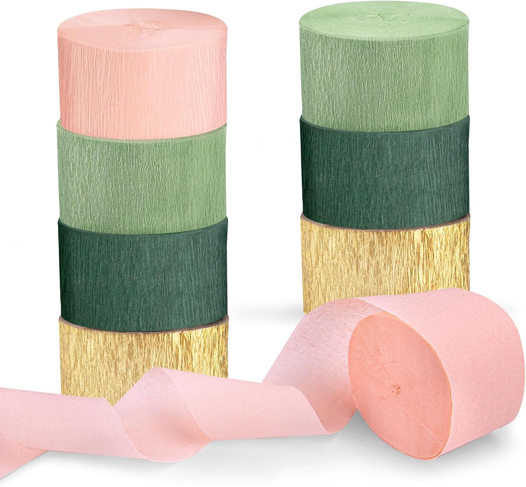 8 Rolls Sage Green Crepe Paper Streamers Party Decorations for Boho Wedding, Baby Shower, Engagement Party, Spring Party, Birthday Party Supplies