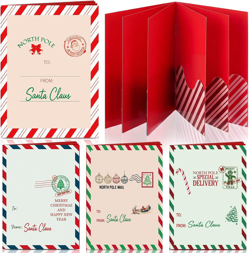 AmazingSpark 4 Set Postal Themed Christmas Gift Card Booklet for Cash
