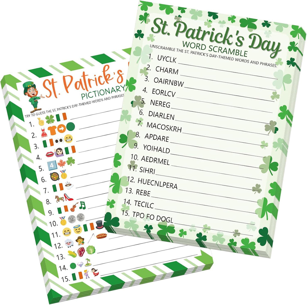 COCHIE St. Patrick's Day Party Games for Adults Family Office Large Groups, Saint Patrick Words Pictionary Game, Riddle Games, Word Scramble Game Classroom Activities - Answer Key (St. Patrick's)