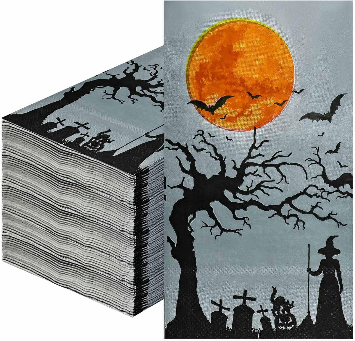 SietDESEO 50 PCS 3-ply Halloween Dinner Napkins 13 x 15.7 Inch Guest Bathroom Napkins Disposable Hand Towels for Halloween Party Supplies Paper Napkin Decorative