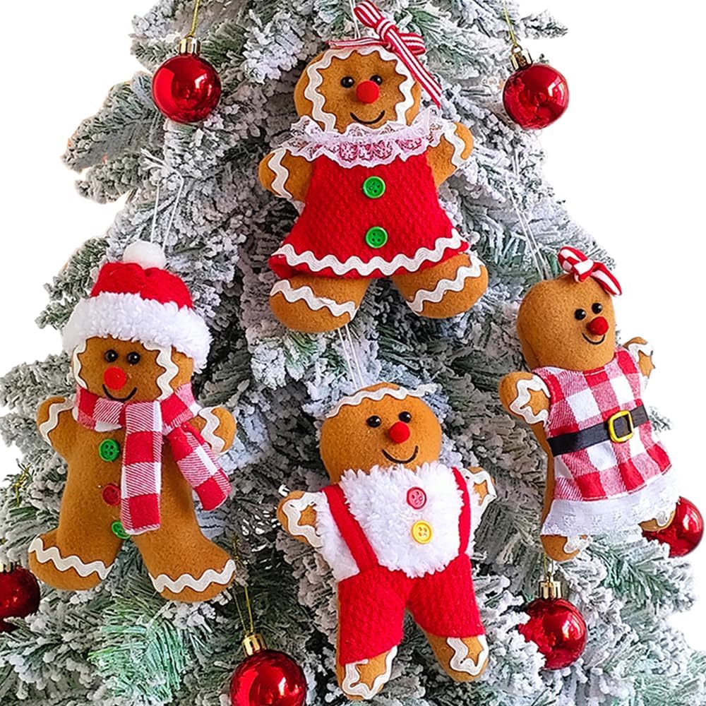 Moucuny 4 Pcs Christmas Table Decor Wooden Gingerbread Cocoa Block Signs