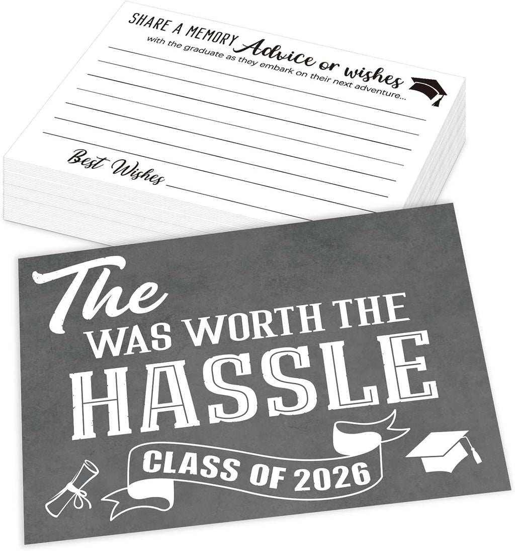 50 PCS Graduation Wishes and Advice Cards 2026, Advice for the Graduate 2026, Graduation Party Supplies for Elementary College Senior High School (Grey.50)