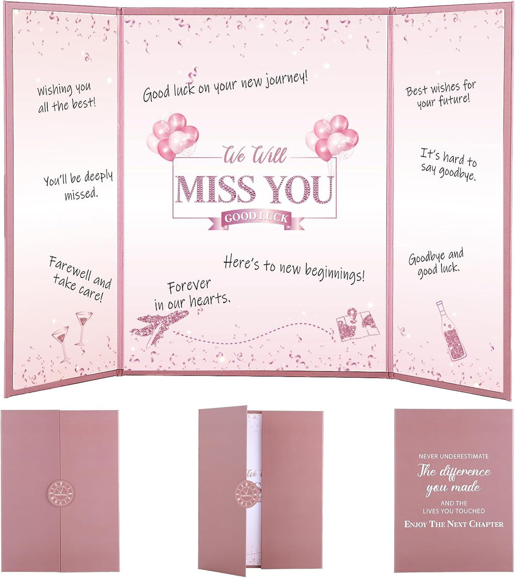 WSICSE Pink Farewell Guest Book Card, We Will Miss You Sign-In For Party