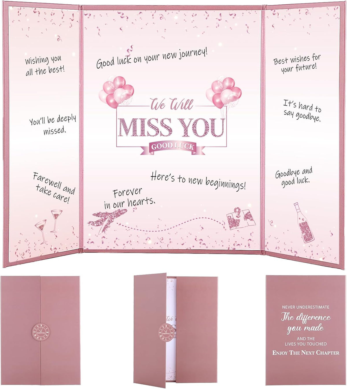 WSICSE Pink Farewell Guest Book Card, We Will Miss You Sign-In For Party