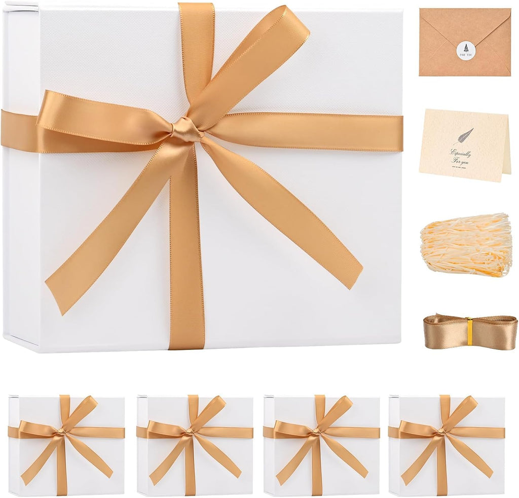 LIFELUM White Wedding Gift Box with Magnetic Lid for Presents, 8"x7"x3"