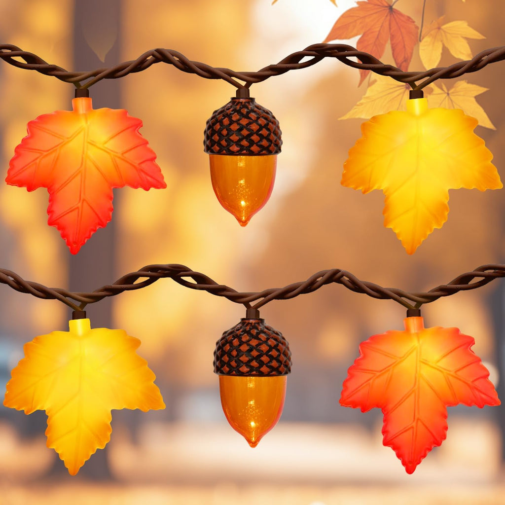 Qinyoung 12 Pcs Fall Crafts Maple Leaves Mason Jars with LED Candle Light