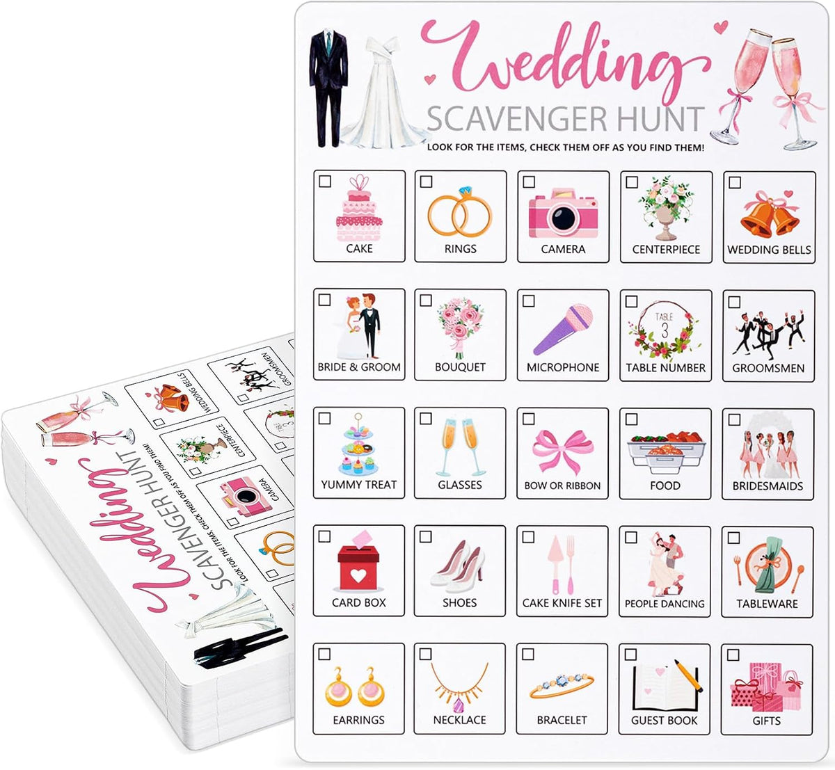Hoolerry 30 Pcs Scavenger Hunt Cards for Kids Activities,Wedding
