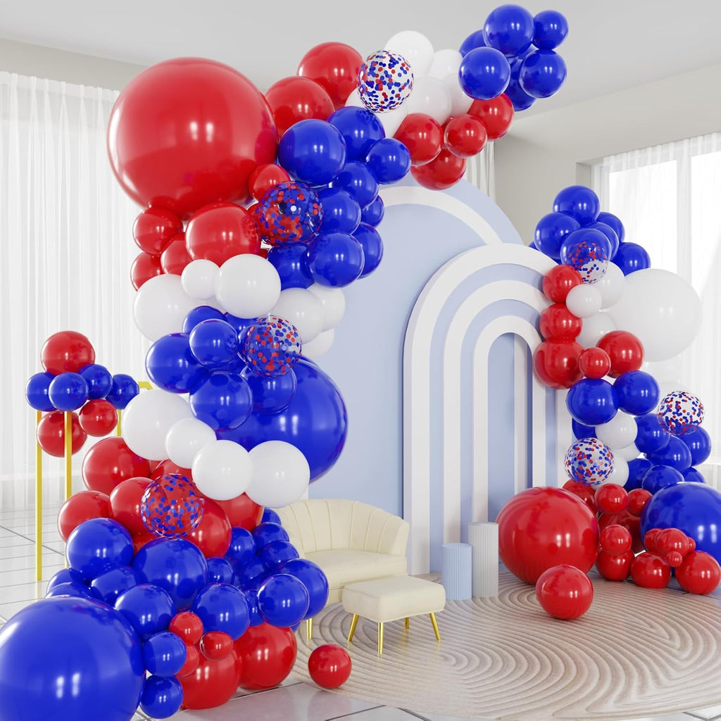 Red White and Blue Balloons Arch Kit 124pcs different sizes