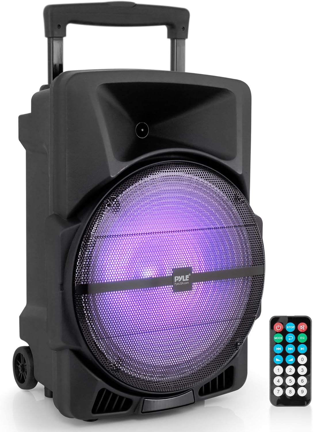 Wireless Portable PA Speaker System -1200W High Powered Bluetooth Compatible Indoor and Outdoor DJ Sound Stereo Loudspeaker w/USB SD MP3 AUX 3.5mm Input, Flashing Party Light & FM Radio -PPHP1544B