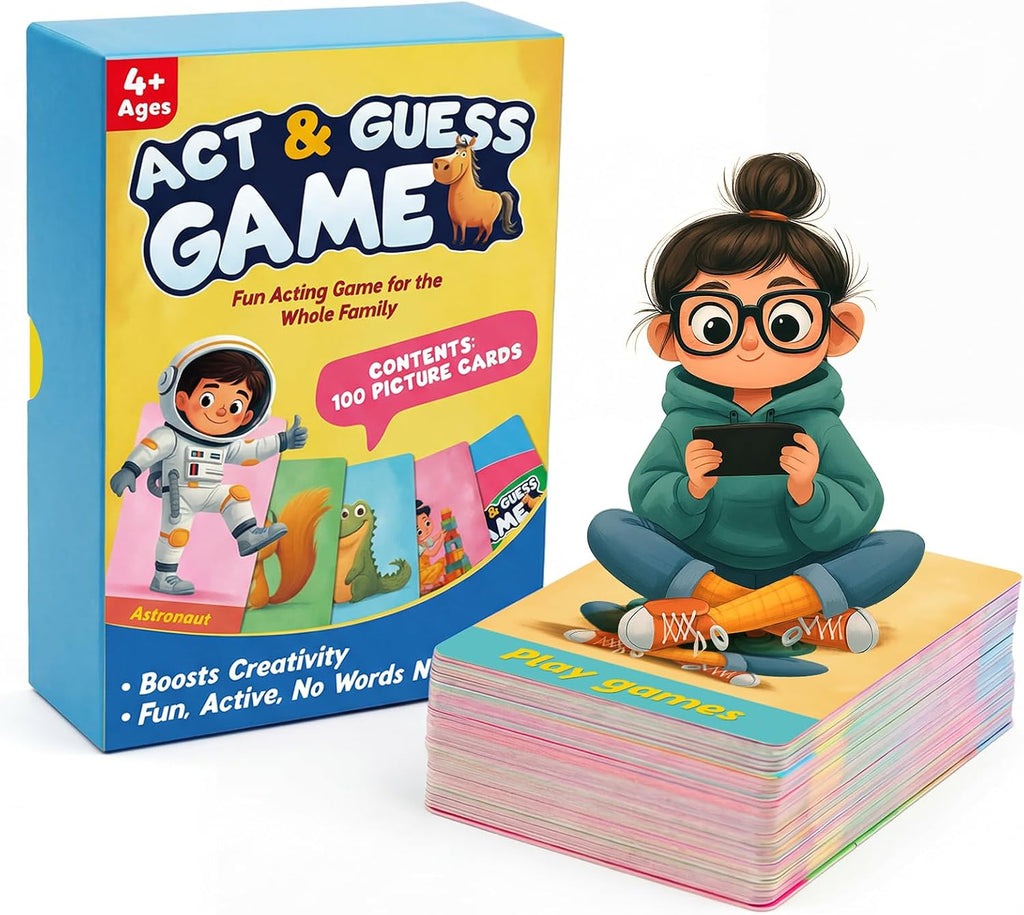 Charades for Kids Ages 4-8–The 'No Reading Required' Family Game,100 Cards