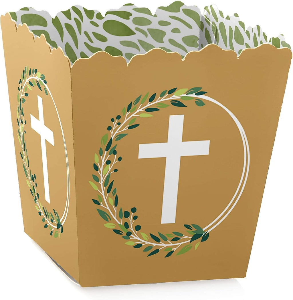 Big Dot of Happiness Elegant Cross - Party Mini Favor - Religious Party Treat Candy Boxes - Set of 12
