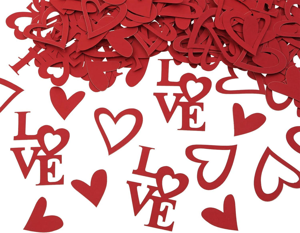 Penta Angel 100Pcs Love Heart Confetti Red Love Letter Table Scatter Confetti Sprinkles for Valentine Day Wedding Engagement Anniversary Party Decoration (Heart, Red)