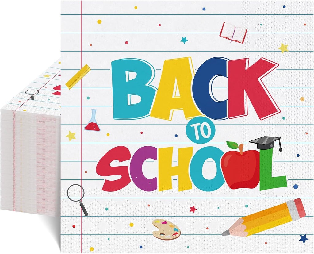 Natnarr 50 Pcs Back To School Napkins, 6.5 Inch First Day of School Napkins
