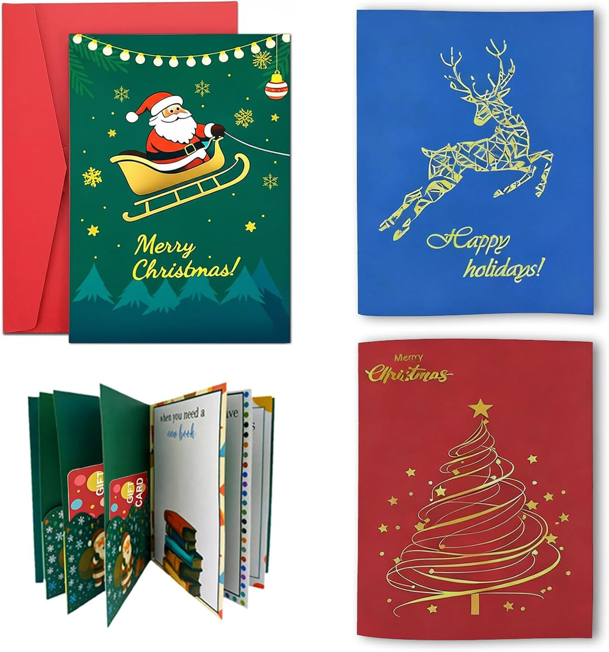 3Pc Christmas Gift Card Book for Adults,Card Gift Book with Envelopes Gifts