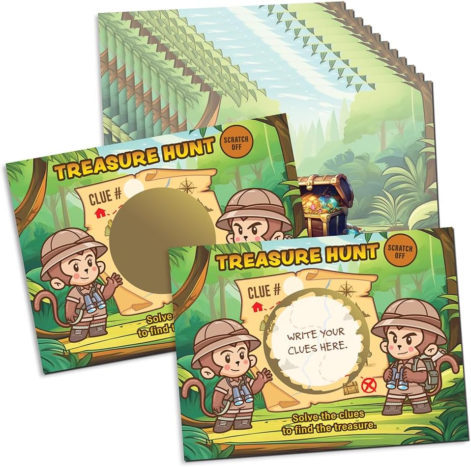 My Scratch Offs Jungle Treasure Scavenger Hunt Map Make Your Own Scratch Off Cards 20 Cards and 20 Stickers