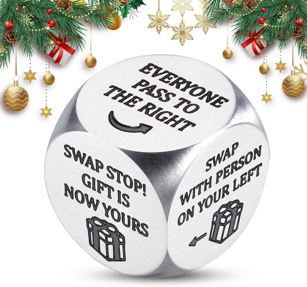 Christmas Dice Games for Family Night Santa Swap Gift Exchange Dice for Women Men Christmas Stocking Stuffers for Teens White Elephant Gift Party Games Dices Holiday Party Favors 1.6x1.6cm