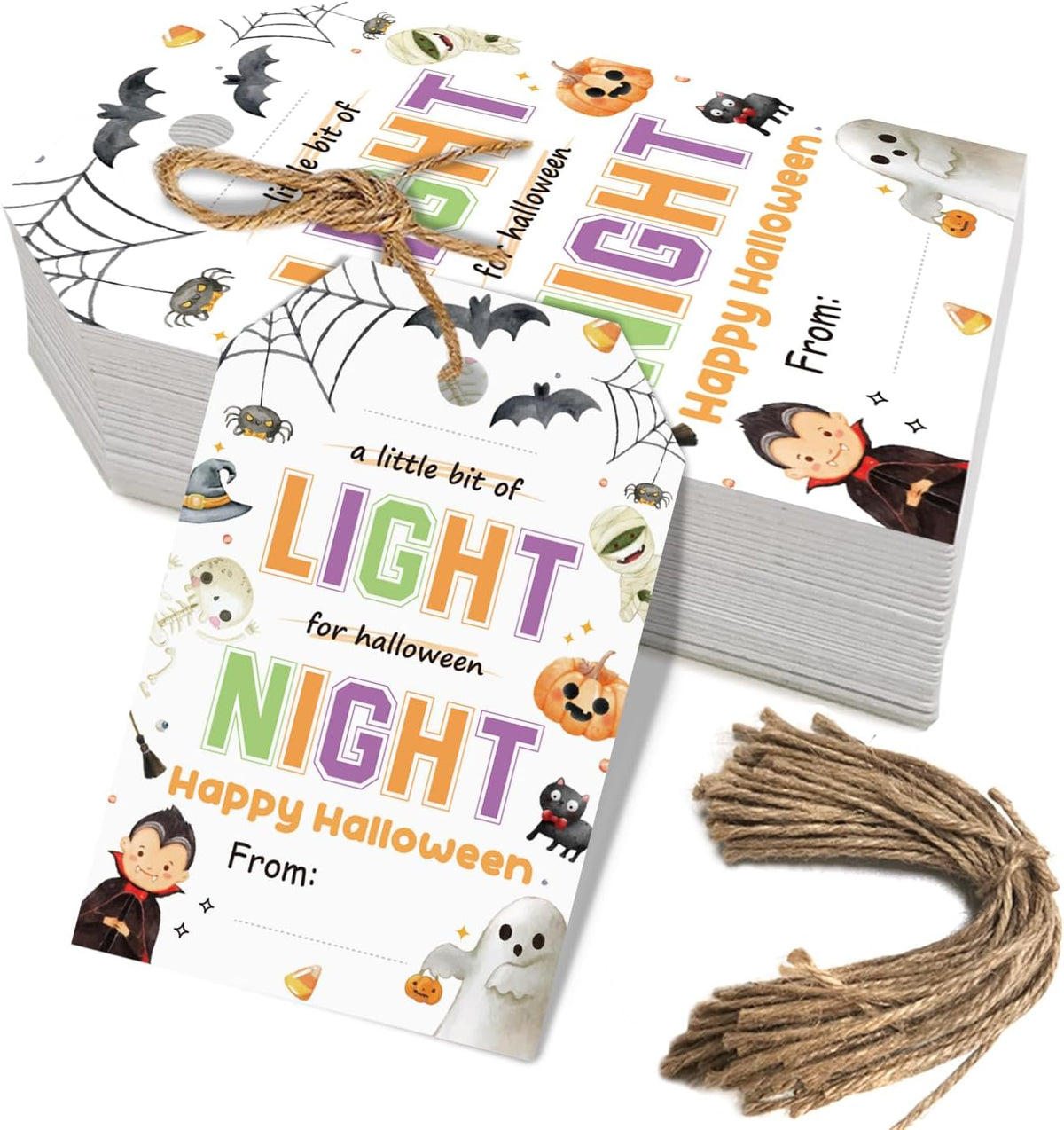 Aukolass 50pcs Halloween Glow Stick Holder Tags (Light)