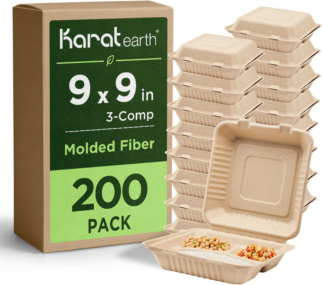 Microwavable Kraft Brown Take Out Boxes 112 oz (30 Pack) Disposable Food Containers - Recyclable Cardboard Lunch Box - Take Out Containers Disposable - to Go Boxes for Restaurants, Delivery, Catering
