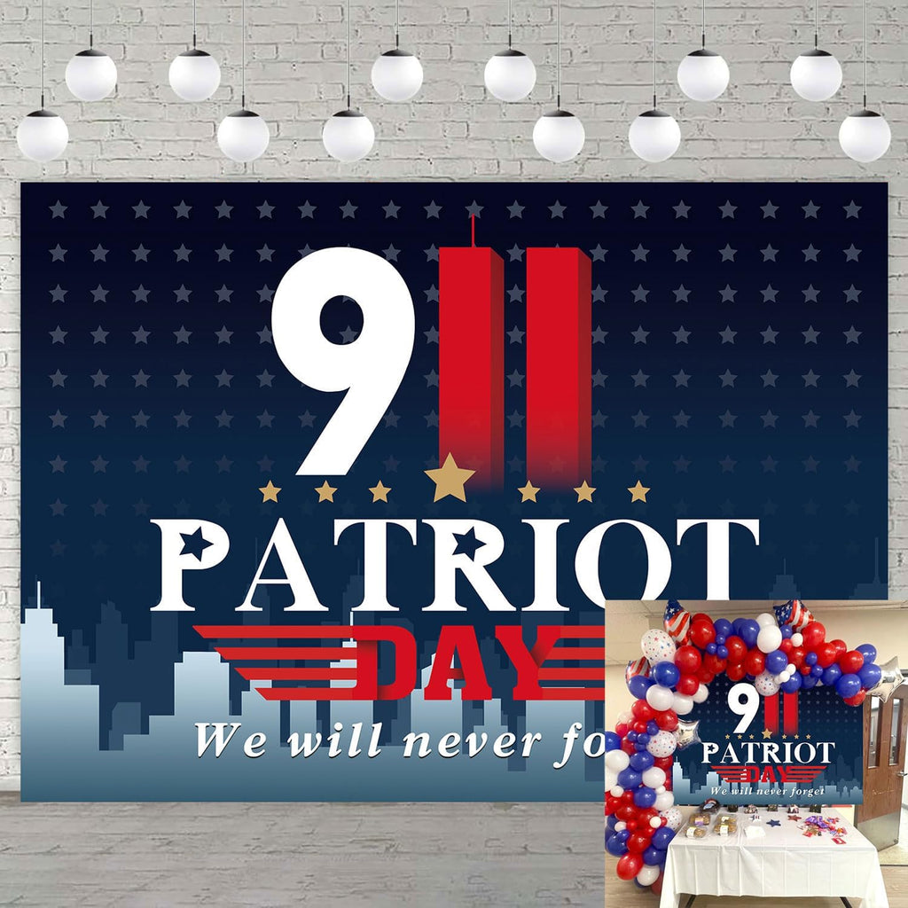 911 Patriot Day Backdrop Banner 6x4FT We Will Never Forget Background