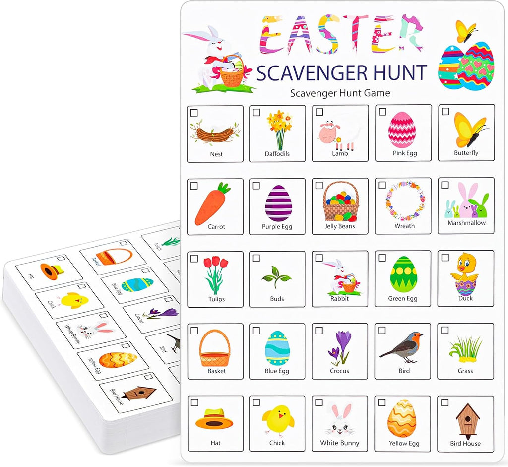 Hoolerry 30 Pcs Scavenger Hunt Cards for Kids Activities,Easter