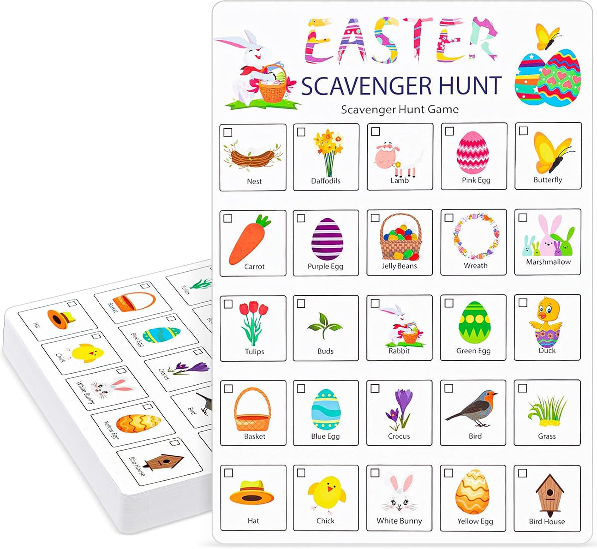 Hoolerry 30 Pcs Scavenger Hunt Cards for Kids Activities,Easter