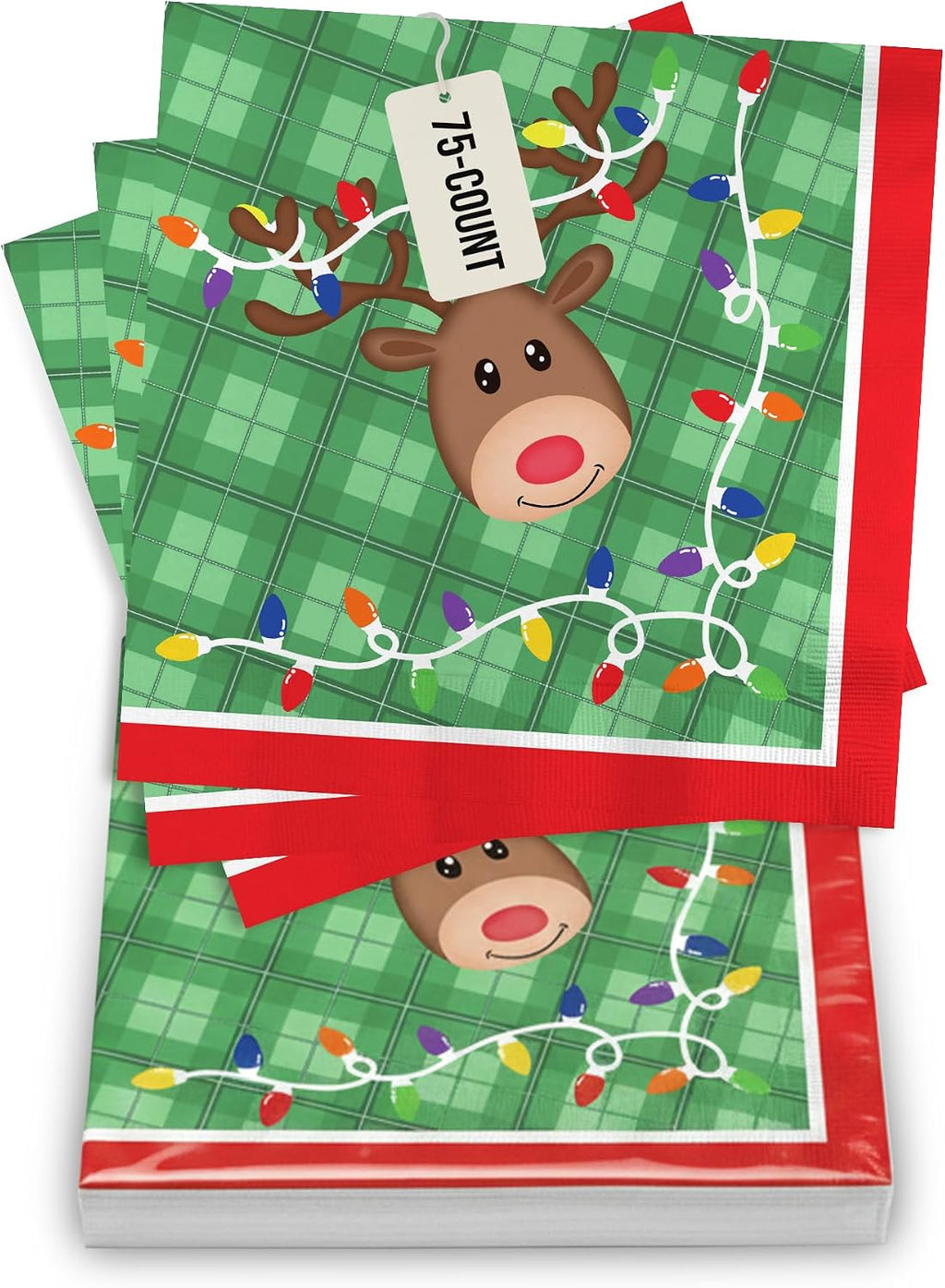Iconikal 75-Pack Disposable Paper Party Napkins Reindeer Friends of Santa