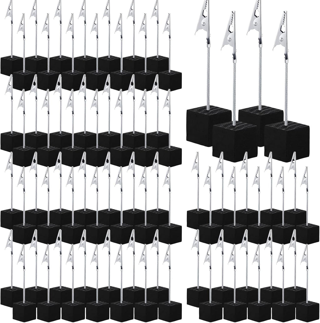 100 Pcs Cube Base Memo Clip Holder with Alligator Clip, Black