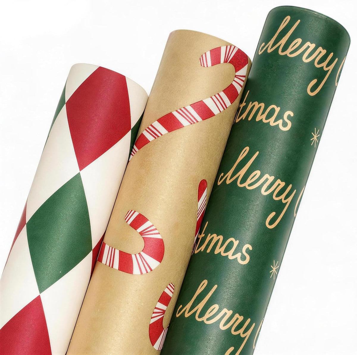 LaRibbons Kraft Christmas Vintage Wrapping Paper Set, 3 Rolls 17" x 120"