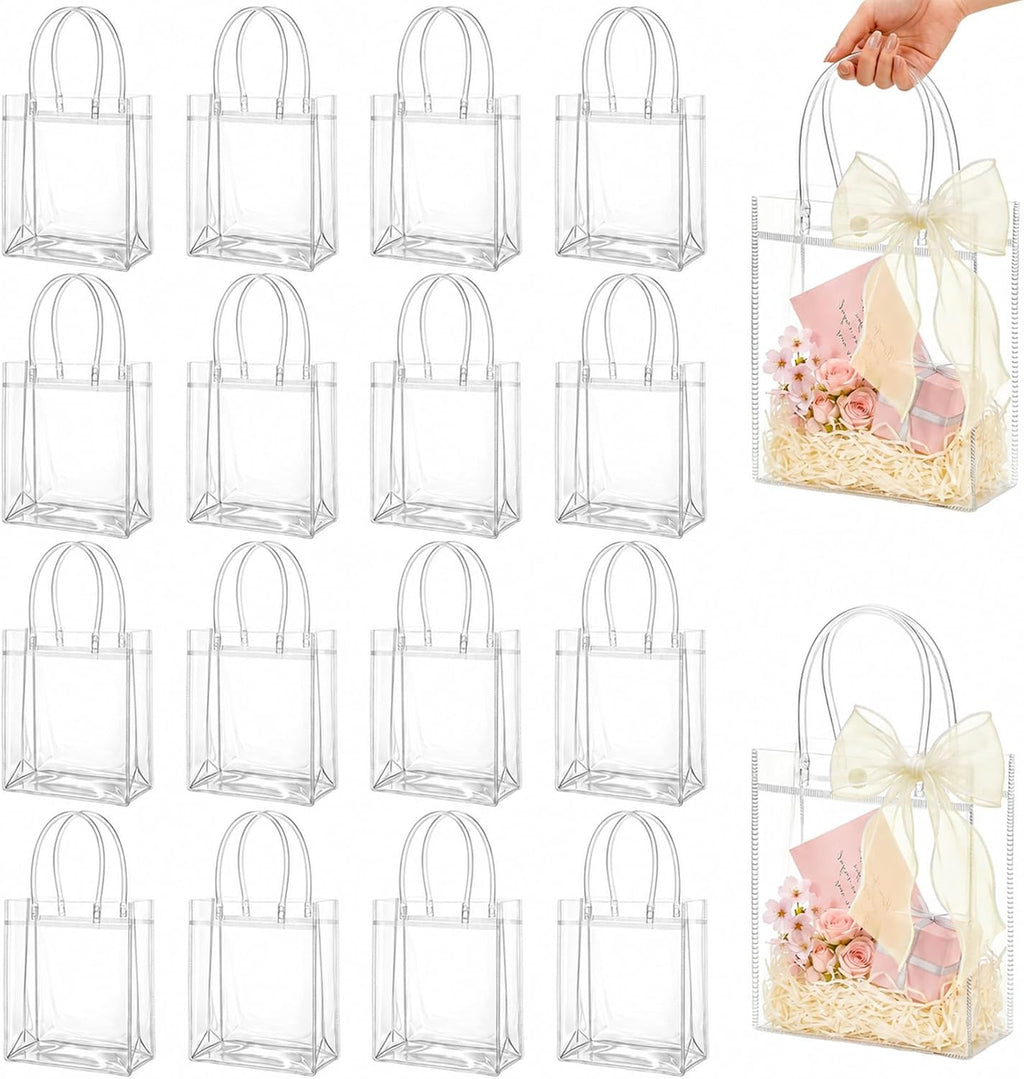 MAQIHAN Clear Gift Bags with Handles - Small Clear Party Favor Bags
