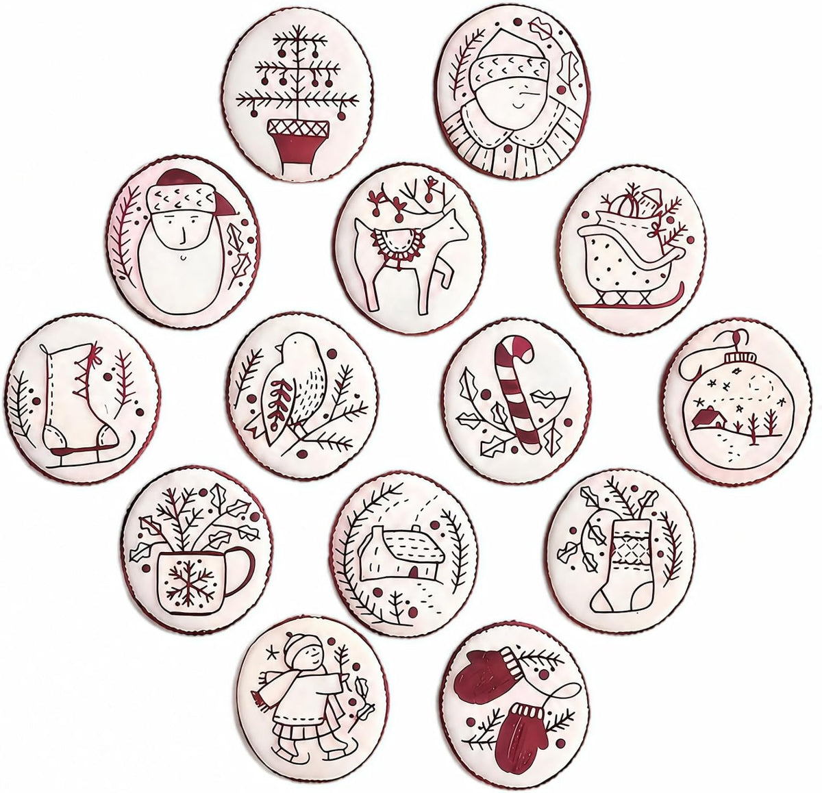 Christmas Embroidery Kit, 12PCS DIY Ornament Set for Beginners
