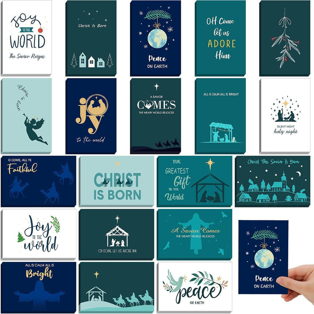 Nuanchu 80 Pcs Religious Christmas Postcards 4'' x 6'' Nativity Holiday Christian Cards Christmas Greeting Cards for Friends Relatives, 20 Designs
