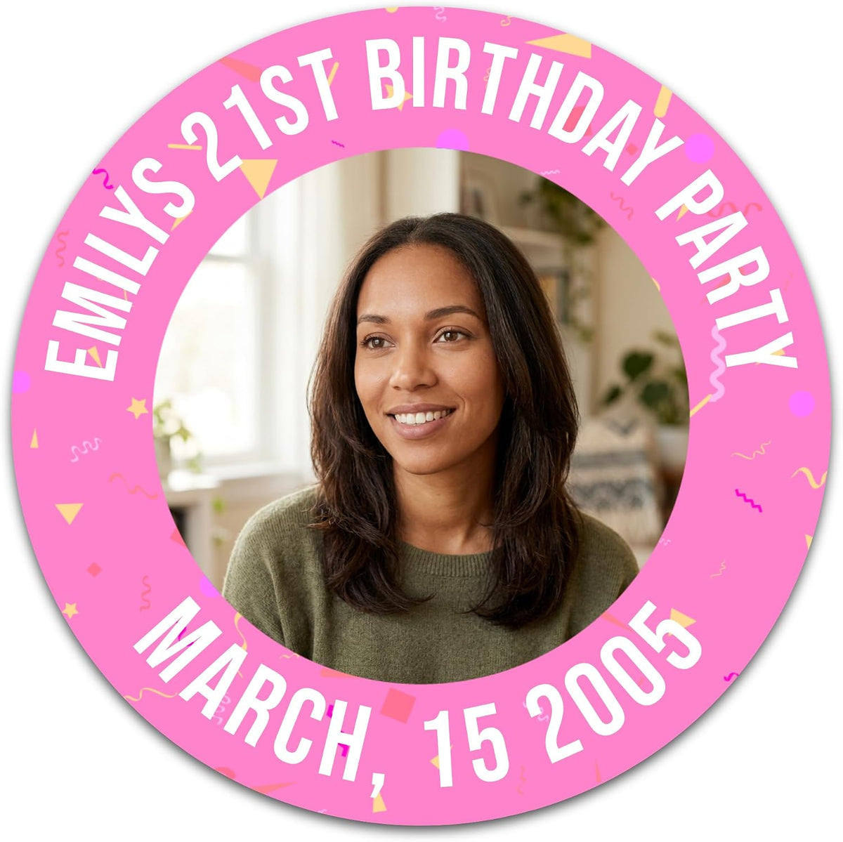 Custom Adult Birthday Stickers with Name & Age – Personalized Round Paper Labels for Milestone Birthday Party Favors, Goodie Bags, Treat Bags & Decorations (50-1000 Stickers) (Sparkling Era)