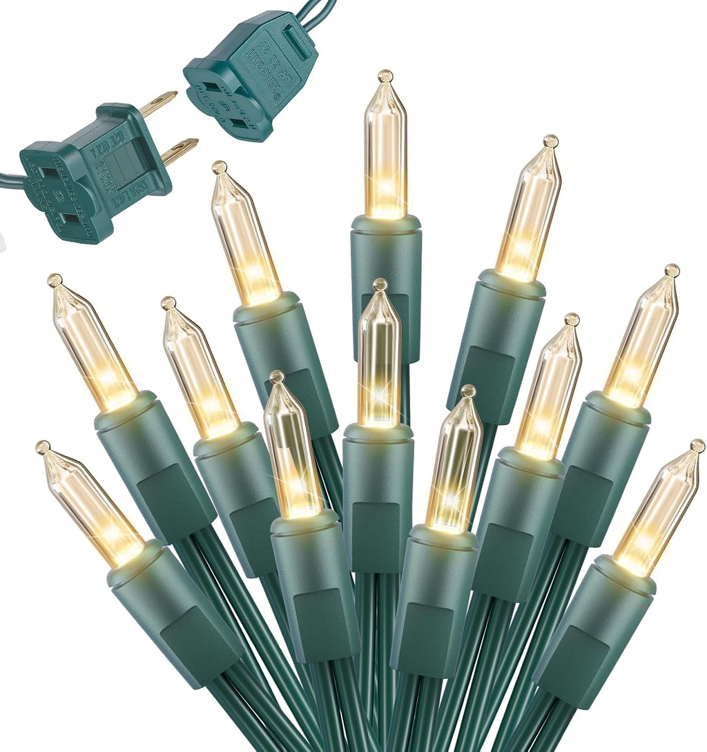 Clear Christmas Lights, 20FT 100 Count Incandescent Mini String Lights, Connectable Waterproof Fairy Light Christmas Decorations for Indoor Outdoor Xmas Tree Garland Garden Patio Party Wedding Decor