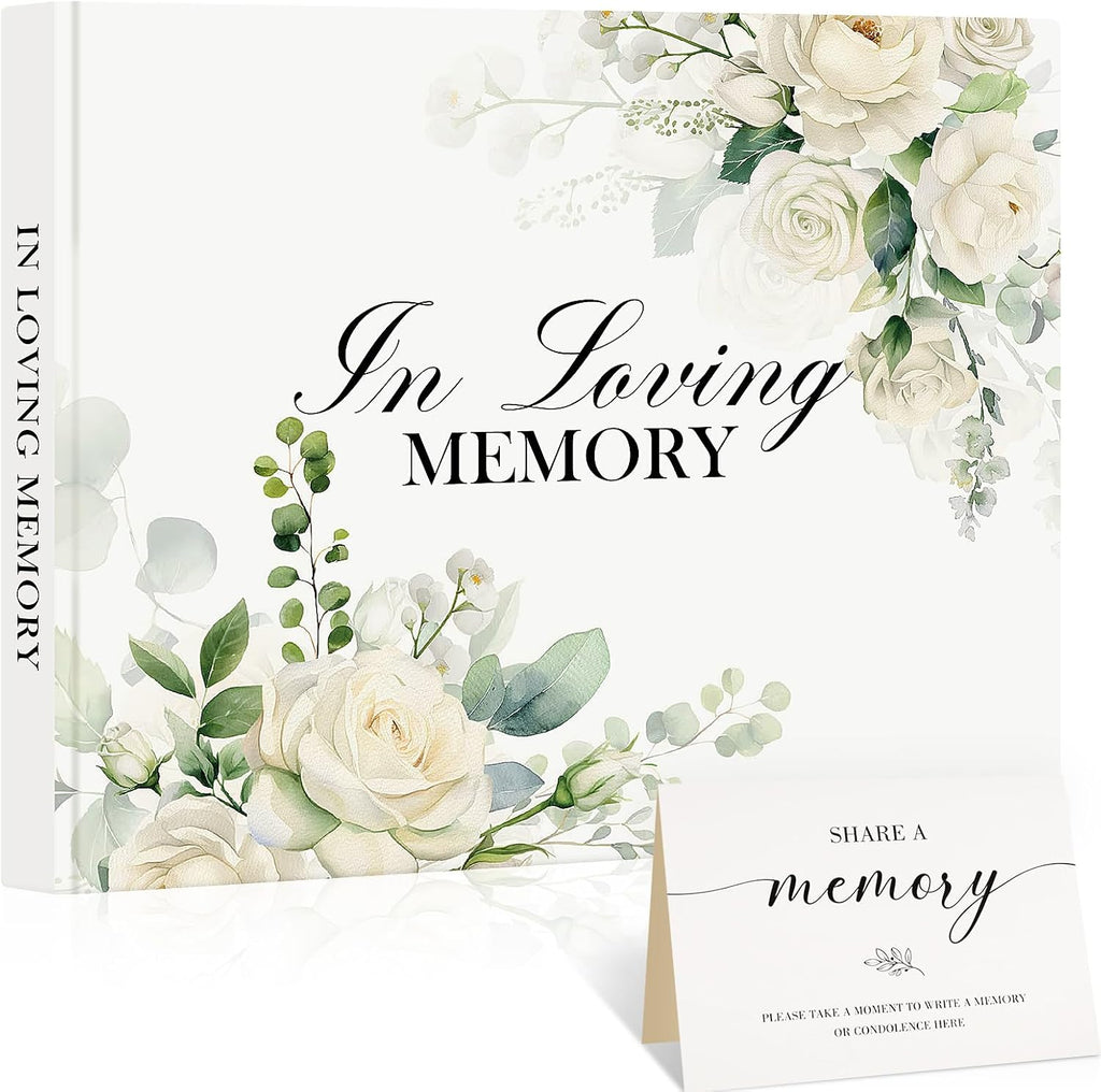 Patelai Funeral Guest Book with Pen, White Flower