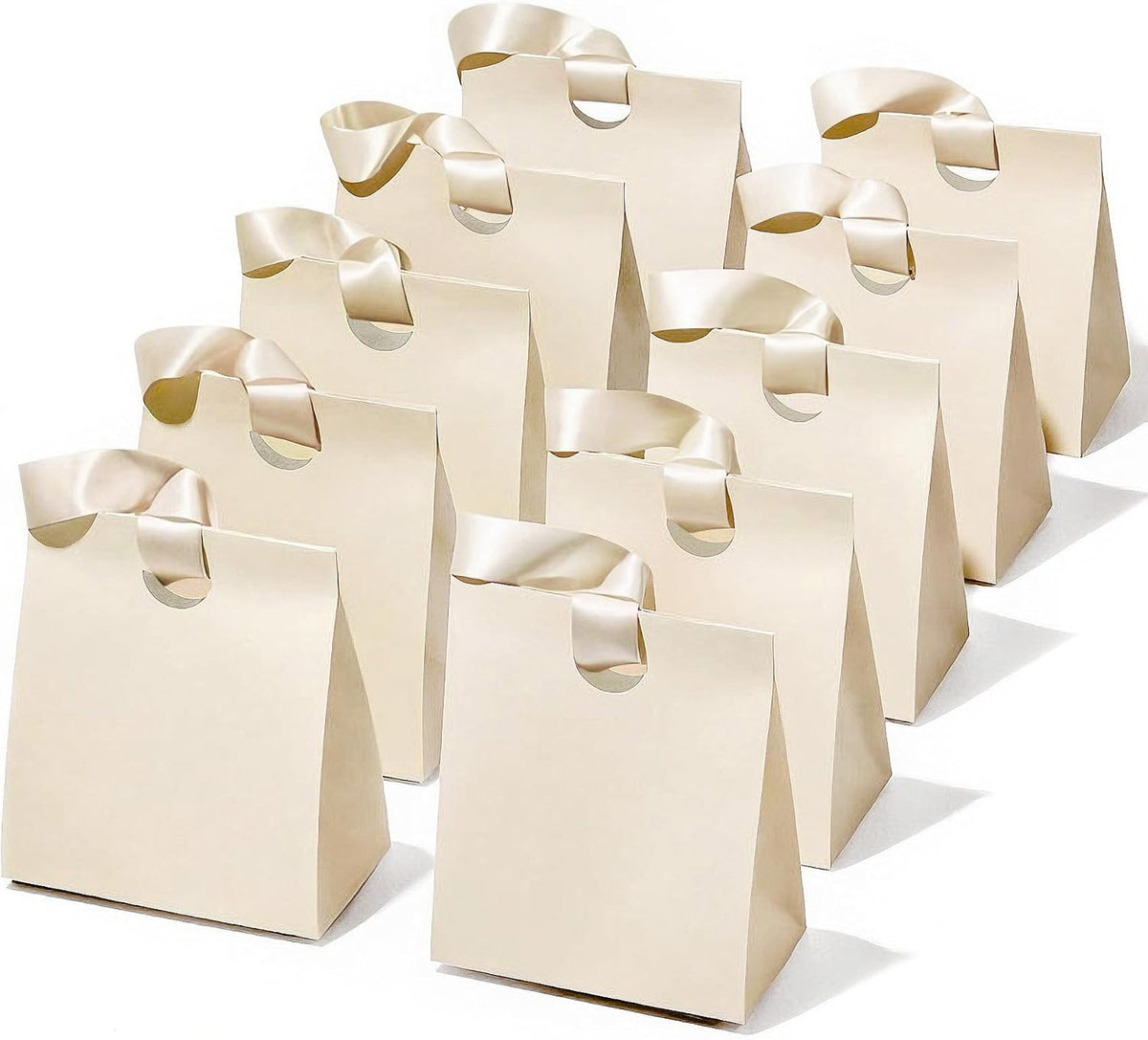 Vitalizart Paper Gift Bags With Ribbon Handles Medium White Bulk Pack