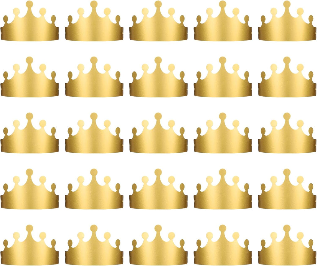 Gold Paper Crowns, 20 Pcs Golden King Crown Paper Crowns for Adults Foldable Party Crown Hat for Birthday Celebration Photo Props Wedding Anniversary (Matte Finish)