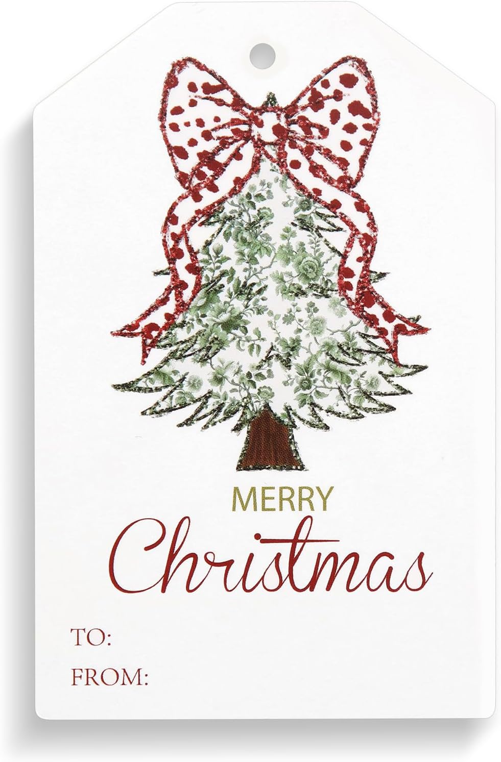 Teling 50 Pcs Christmas Gift Tags with String Red Bow Merry Christmas Tags
