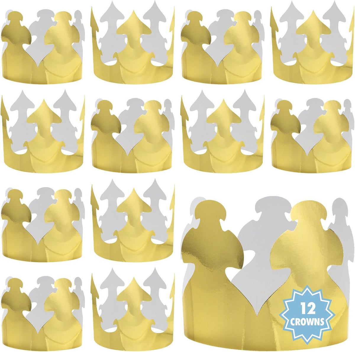 Hygloss Gold Paper Crowns 12 Pack - Paper Crowns for Kids to Decorate - Craft Activity - Blank Crown for Adults - Perfect for Parties, Celebrations - DIY Crown Crafts