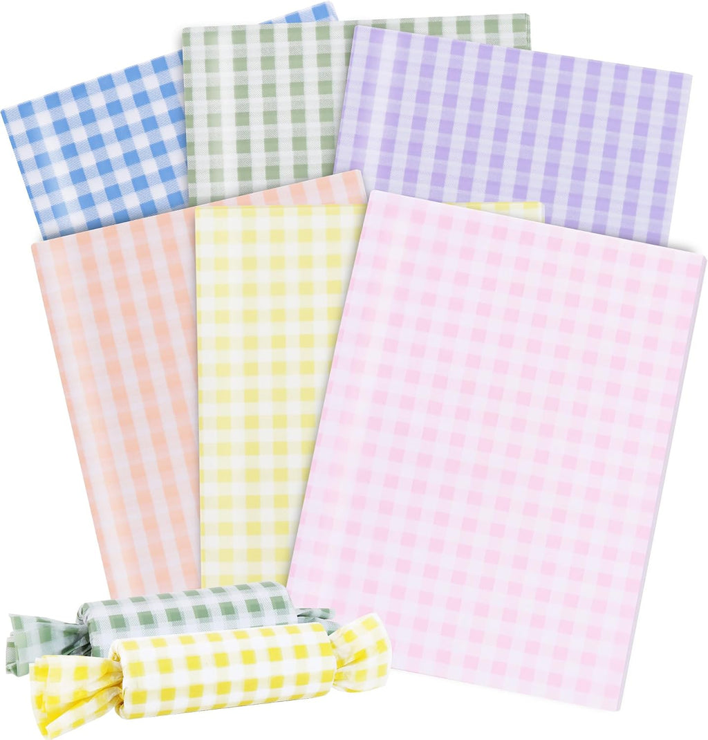 BEISHIDA Pastel Gingham Tissue Paper Bulk, Checkered Wrapping Tissue Paper for Gift Bags, 14 x 20 Inch Gift Wrap for Easter Birthday Baby Shower Bridal DIY Crafts Decor Holiday Flowers,60 Sheets