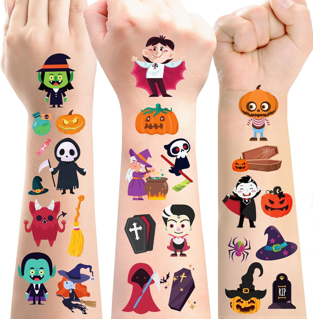 Halloween Temporary Tattoo for Kids - 260+ Unique Halloween Trick or Treat Tattoos Stickers for Boys and Girls Holiday Party Supplies Favors Halloween Goodie Bag Fillers 20 Sheets