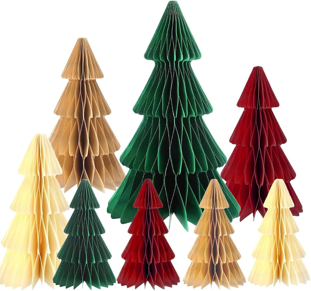 Paper Christmas Tree Honeycomb Centerpieces 8Pcs