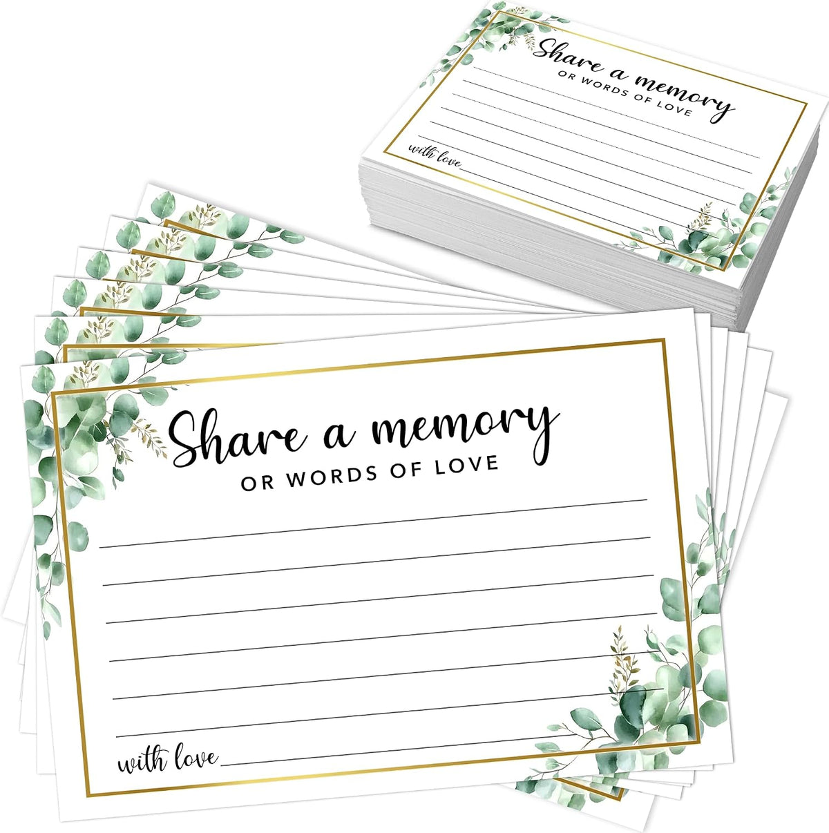 Share A Memory Cards for Celebration Of Life - Set of 50 Memorial Cards for Weddings, Anniversaries, Memorials, Funerals, Birthdays, Graduation, Retirement, Going Away -A06