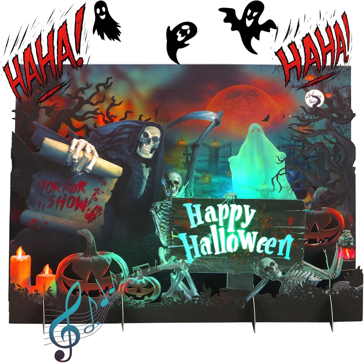 Yinqing Halloween Cards, 3D Popup Happy Halloween Card with Light Music