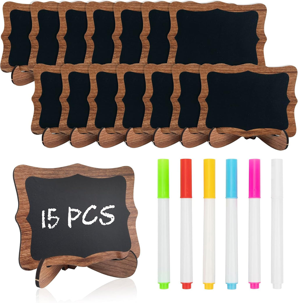 Temlum 15pcs Mini Chalkboard Sign, 2.9″x3.9″ Small Chalkboards, Wavy Shaped