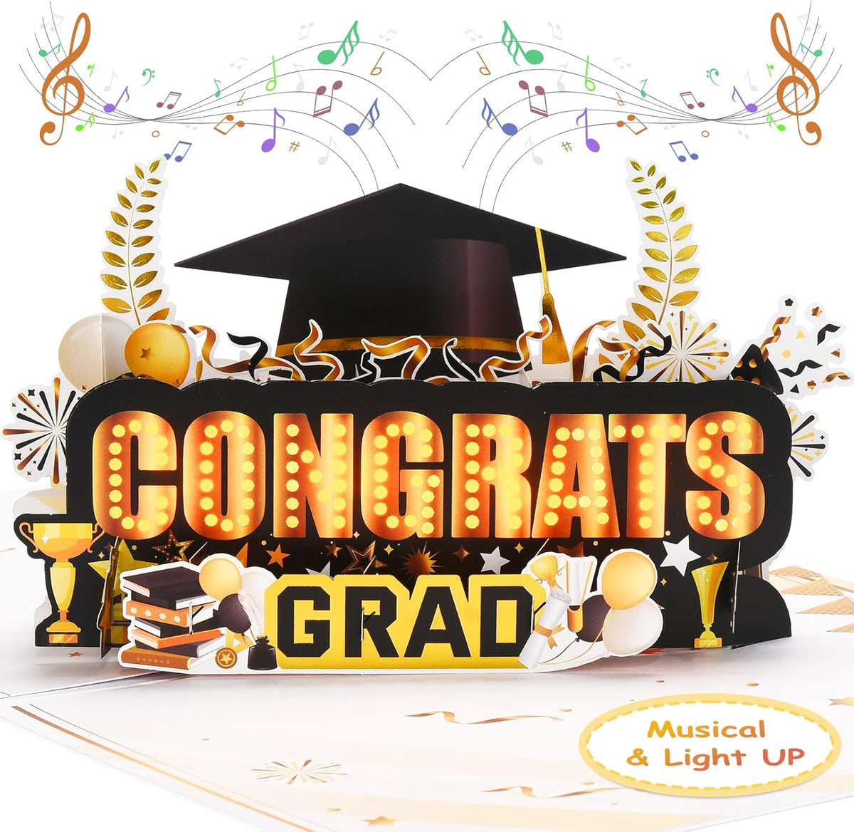 VIVIKEN Graduation Cards, Musical Pop Up Congrats Grad 2026 Card with Light