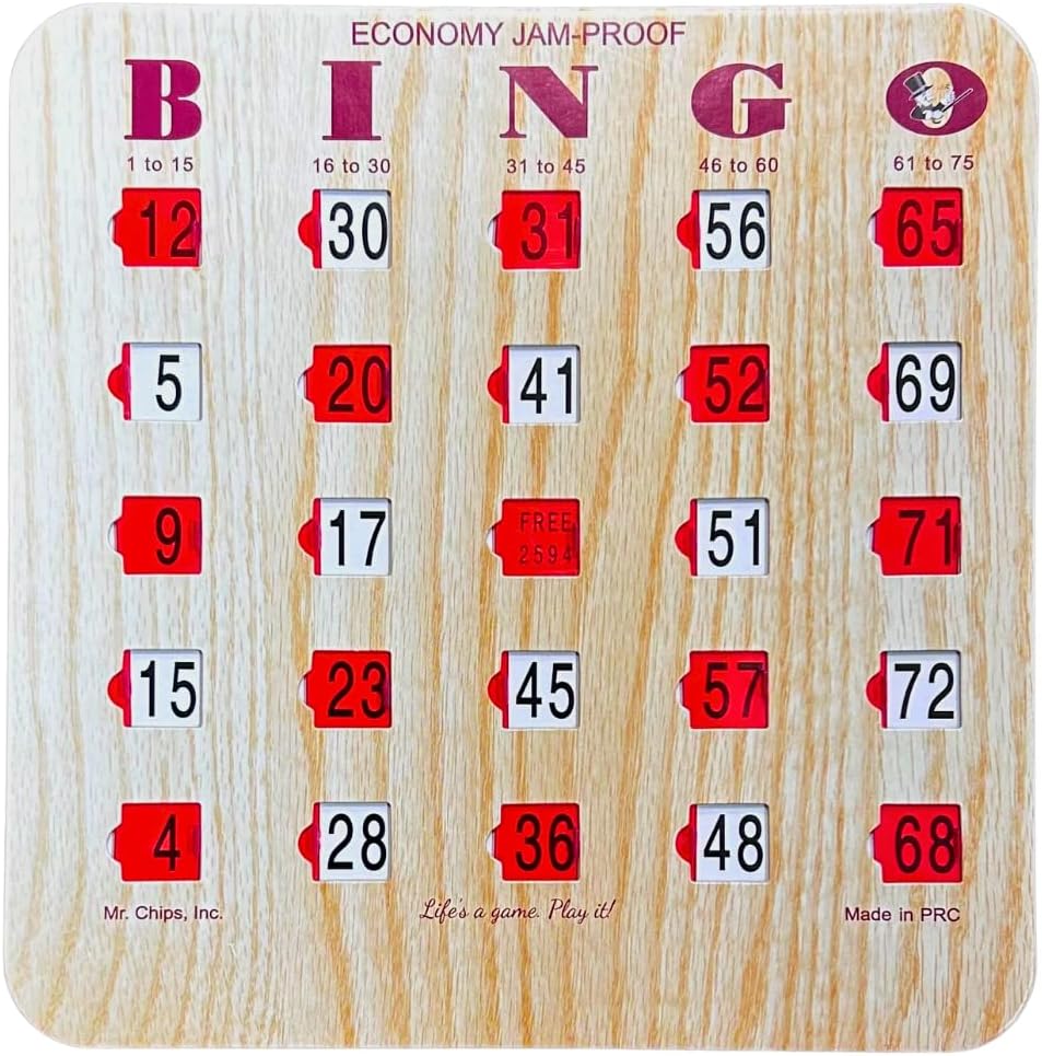 MR CHIPS Jam-Proof Fingertip Slide Bingo Cards with Sliding Windows 50 Pack in Tan Style