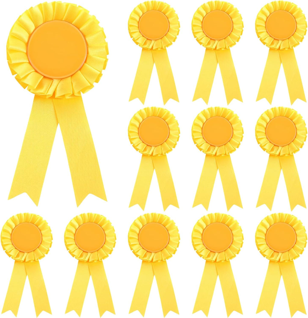 Hanaive 12 Pcs Blank Award Ribbon 9st Place Prize Rosette,Yellow