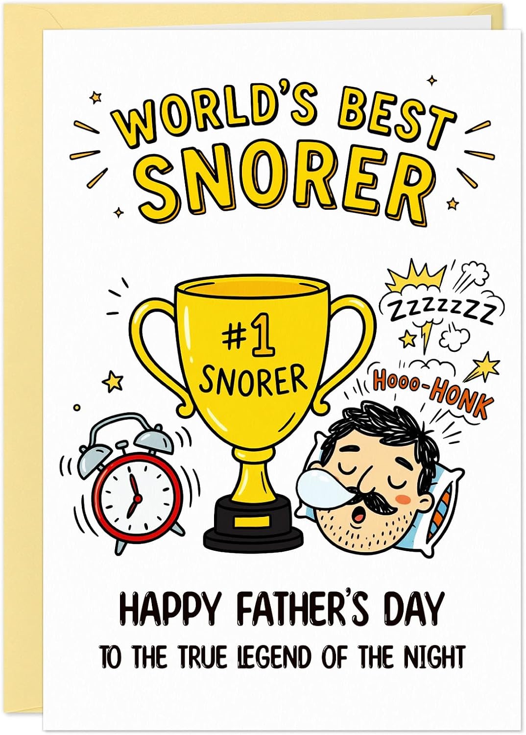 D4DREAM Funny Fathers Day Card from Kids Daughter Son - World's Best Snorer