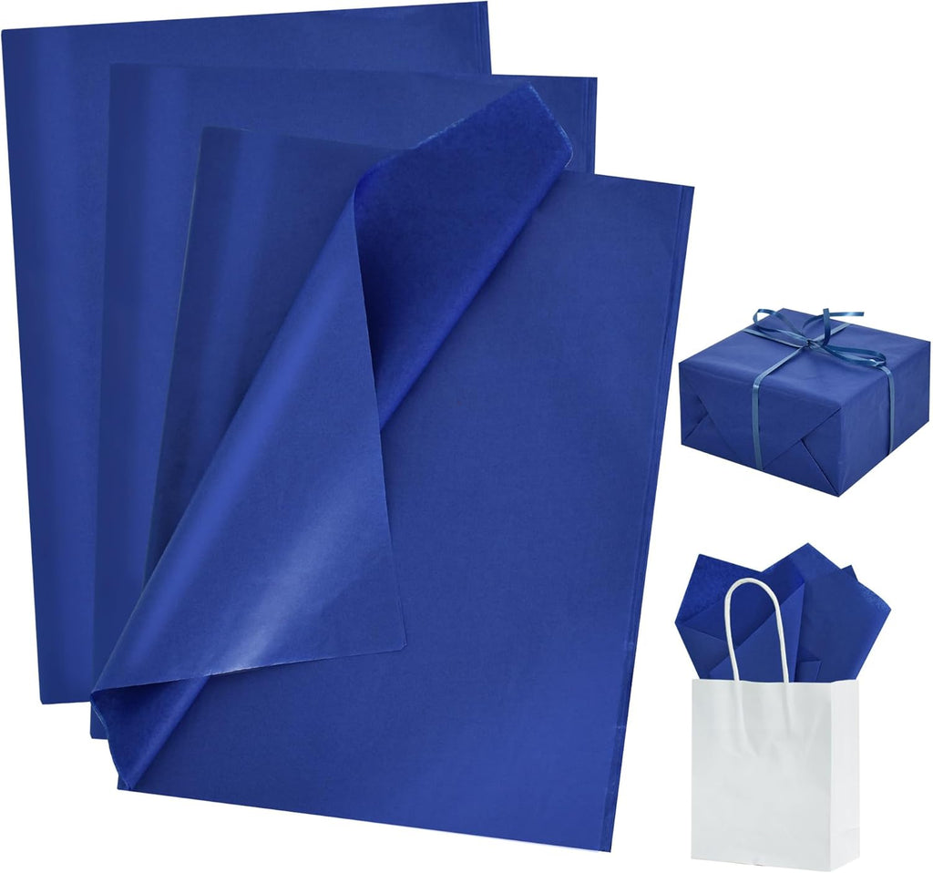 BEISHIDA 100 Sheets Royal Blue Navy Tissue Paper Bulk, Wrapping Tissue Paper for Gift Bags, 14 x 20 Inch Gift Wrap for Birthday Wedding Graduation DIY Crafts Holiday Flowers